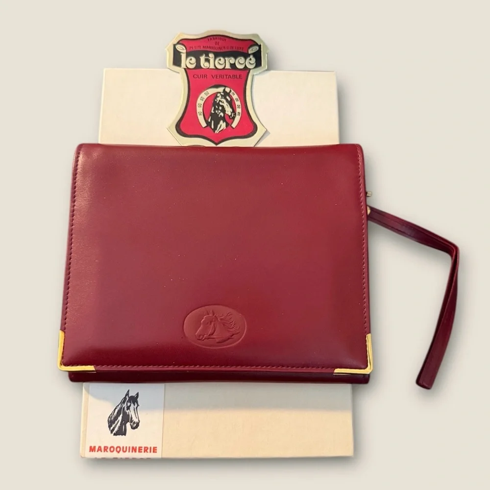 LE TIERCE MAROQUINIER PARIS VINTAGE LEATHER WRISTLET/CLUTCH NWT! - Picture 5 of 16